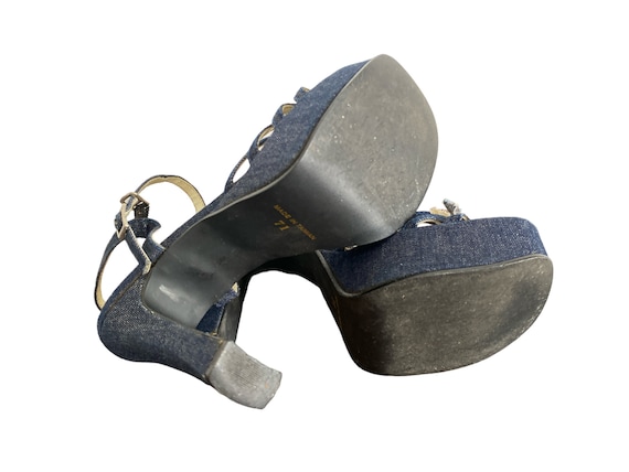 90's Denim Platform Sandal  90's Jean High Heels … - image 6