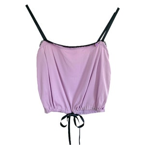 Purple Silk Tank Top Blouse Y2K Silk Top Purple Peasant Blouse Silk Cami Tank Romantic 00s Ribbon Strap Straight Neckline Vintage Y2K-Small