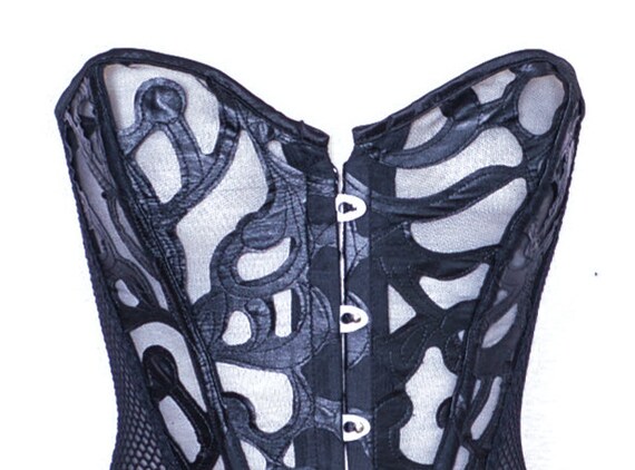 Y2K Black cut Out Bustier Y2K Corset Vintage Lace… - image 5