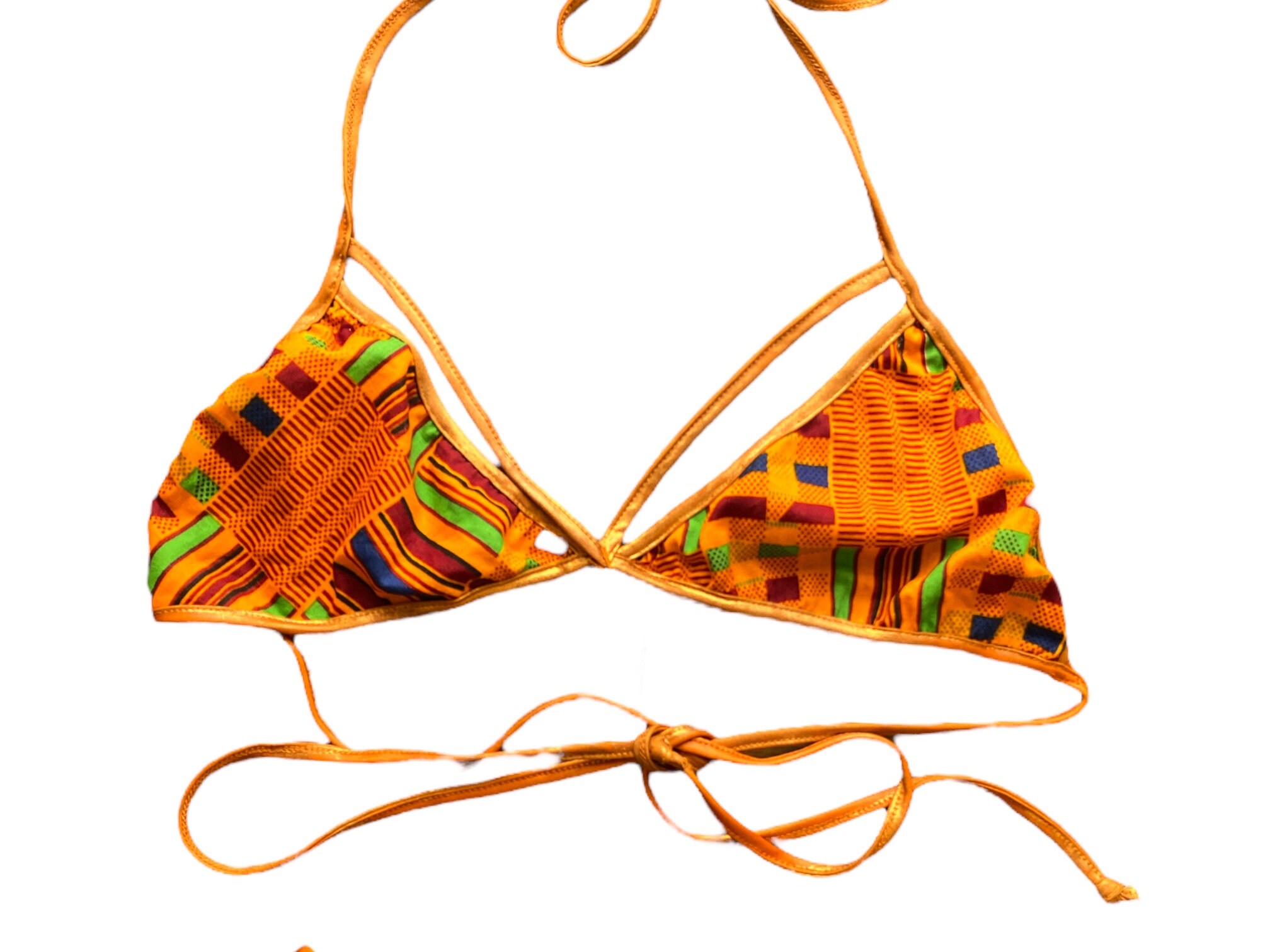 Y2K Orange Thong Bikini Two Piece Swimsuit 2000's Bathing