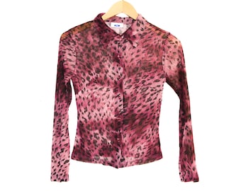 Tia Mesh Shirt pink-black elegant Fashion Shirts Mesh Shirts 