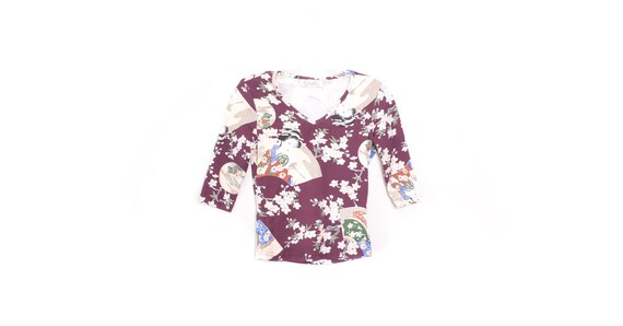 Y2K Floral Blouse Vintage 90s Boho Crop Sleeve As… - image 6