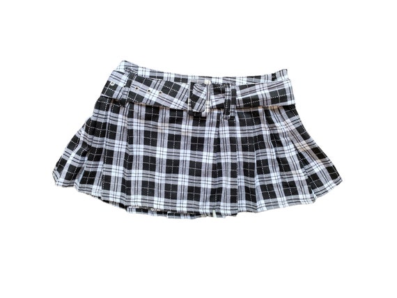 Y2K Plaid Skirt Pleated Mini Skirt 00s Mini Party… - image 3