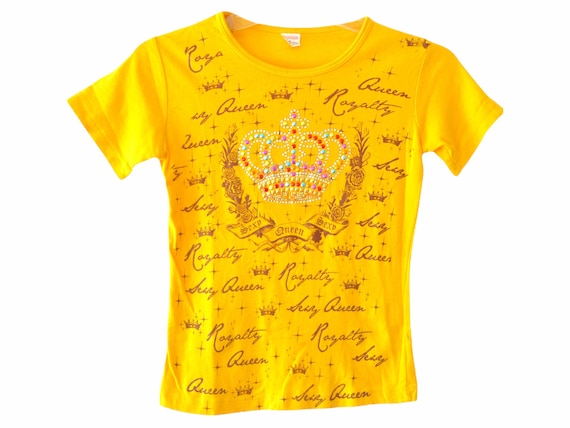 Y2K Tee Shirt Studded Rhinestone "Queen Royalty" … - image 2