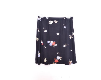 90s Mini Skirt Black Floral Skirt 90s Mini Party Grunge Skirt Yellow Red Mini Skirt  1990s Vintage High Waisted Cocktail Hipster M