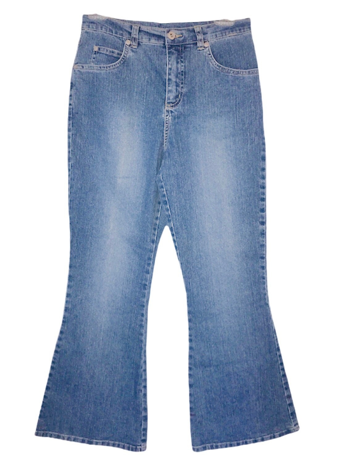 Flared Y2K Blue Jeans Denim Y2K Flare Pants Low Rise Blue Denim 