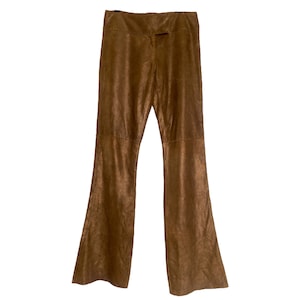 Low Waist Brown Leather Jeans 2000&#39;s Vintage Low Waisted Leather Pants Metallic 00&#39;s Grunge Festival Boho Super Low Rise XS-2- Extra Small