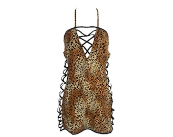 Y2K Black One Piece Bra Mini Dress Cut Out Sides Festival Grunge Low Waisted Lingerie Backless Body Con Stretchy Slip Dress   Small