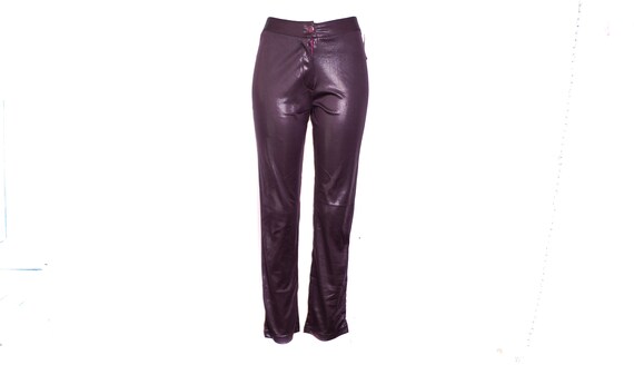 90's Wetlook PVC  Pants 90's Shiny Burgundy Red P… - image 1
