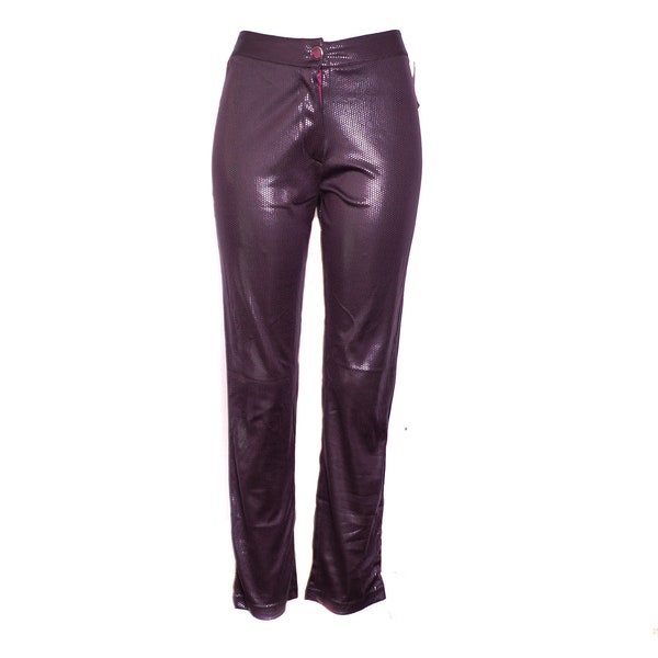 90's Wetlook PVC  Pants 90's Shiny Burgundy Red Pants 2000s Pants High Waisted Trouser Bootleg Pants Vintage Cocktail Grunge  Large