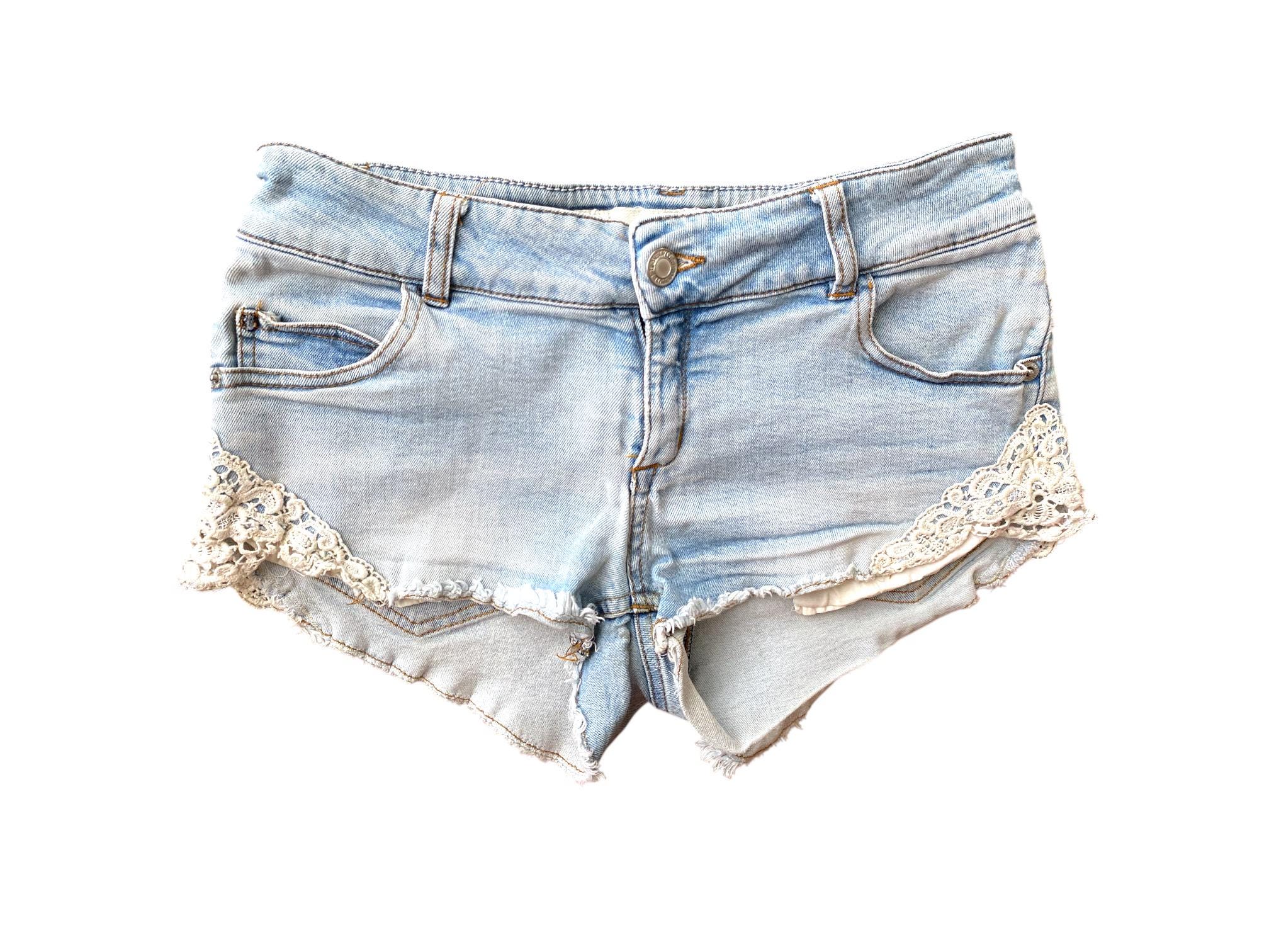 【suzen】icing y2k vintage denim shorts vtg U JEANS denim jean shorts sz 12 tag hip hop skater raver