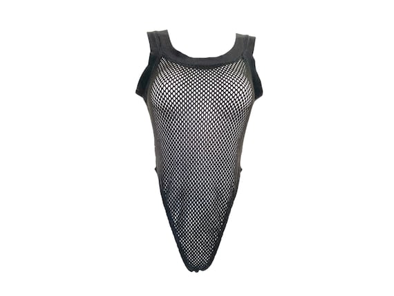 Fishnet High Leg Bodysuit Sleeveless Black Fishnet High Leg Bodysuit Sleeveless Black