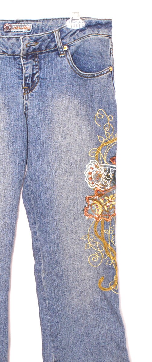 パンツ Y2K 00s archive embroidery flare jeans Y2K Flare Jeans: High Waist Embroidered Wide Leg Pants