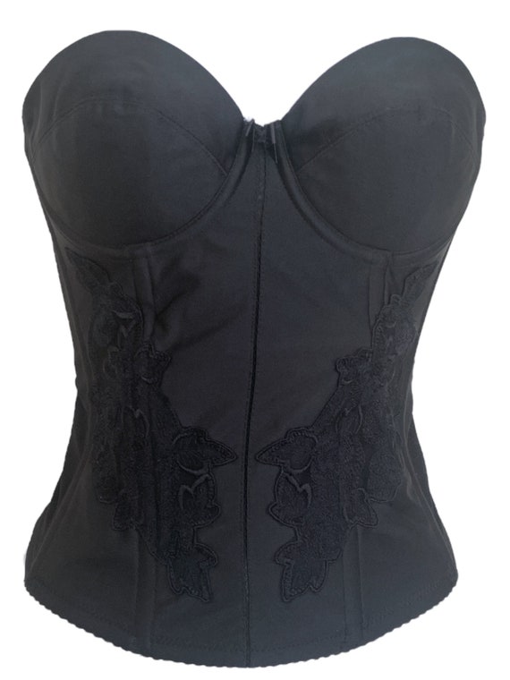 Y2K Bustier Black Lingerie Boned Backless 00s Str… - image 3