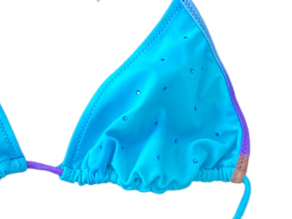 Blue Rhinestone Denim Bikini Two Piece Swimsuit V… - image 3