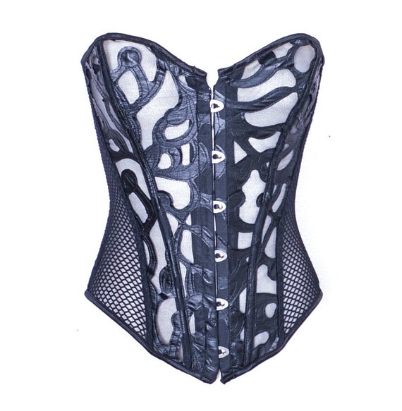 Y2K Black cut Out Bustier Y2K Corset Vintage Lace… - image 2