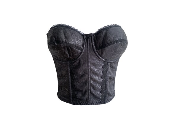 トップス MEDI LINGERIE LIKE PEPLUM BUSTIER BLACK 80's Bustier Black Lingerie Bra Boned Backless 80s Strapless