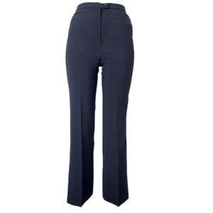 Navy Blue Pleated Trousers 80's High Waisted Pants Flared Pants Vintage 1980s Pants Slacks  Basic Plain Straight Office Preppy Never Worn -S