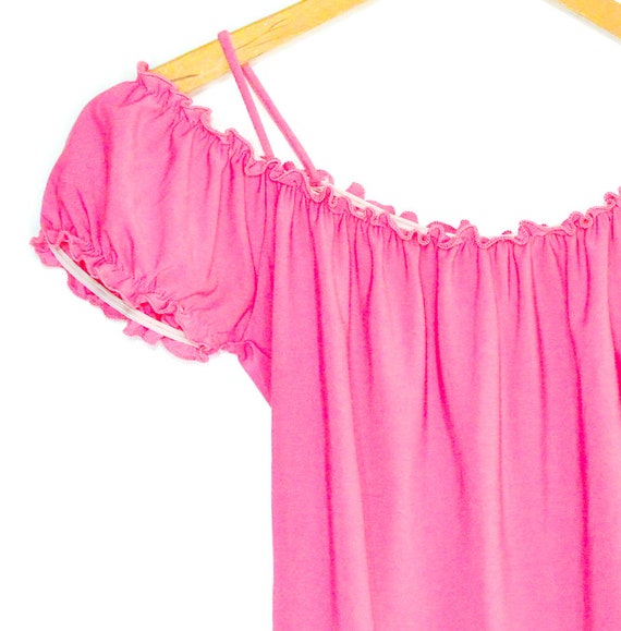 Y2K Pink Peasant Blouse Top 2000's Off The Should… - image 4