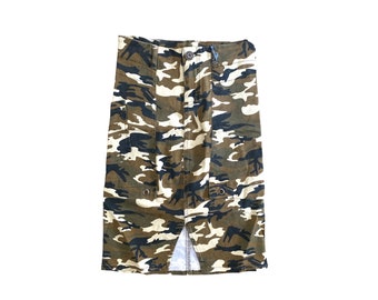 Y2K Slinky Camo Midi Skirt (M)