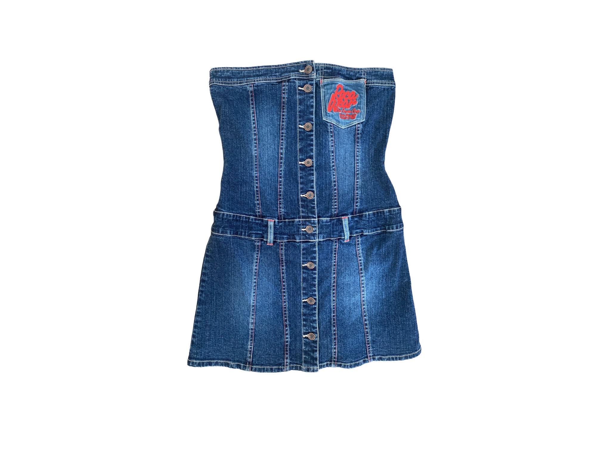 Rocawear Denim Dress Y2k Vintage Bustier Denim Mini Dress Strapless Mini  Dress Patchwork Blue Denim 2000's Rocawear Never Worn Mini Dress L - Etsy