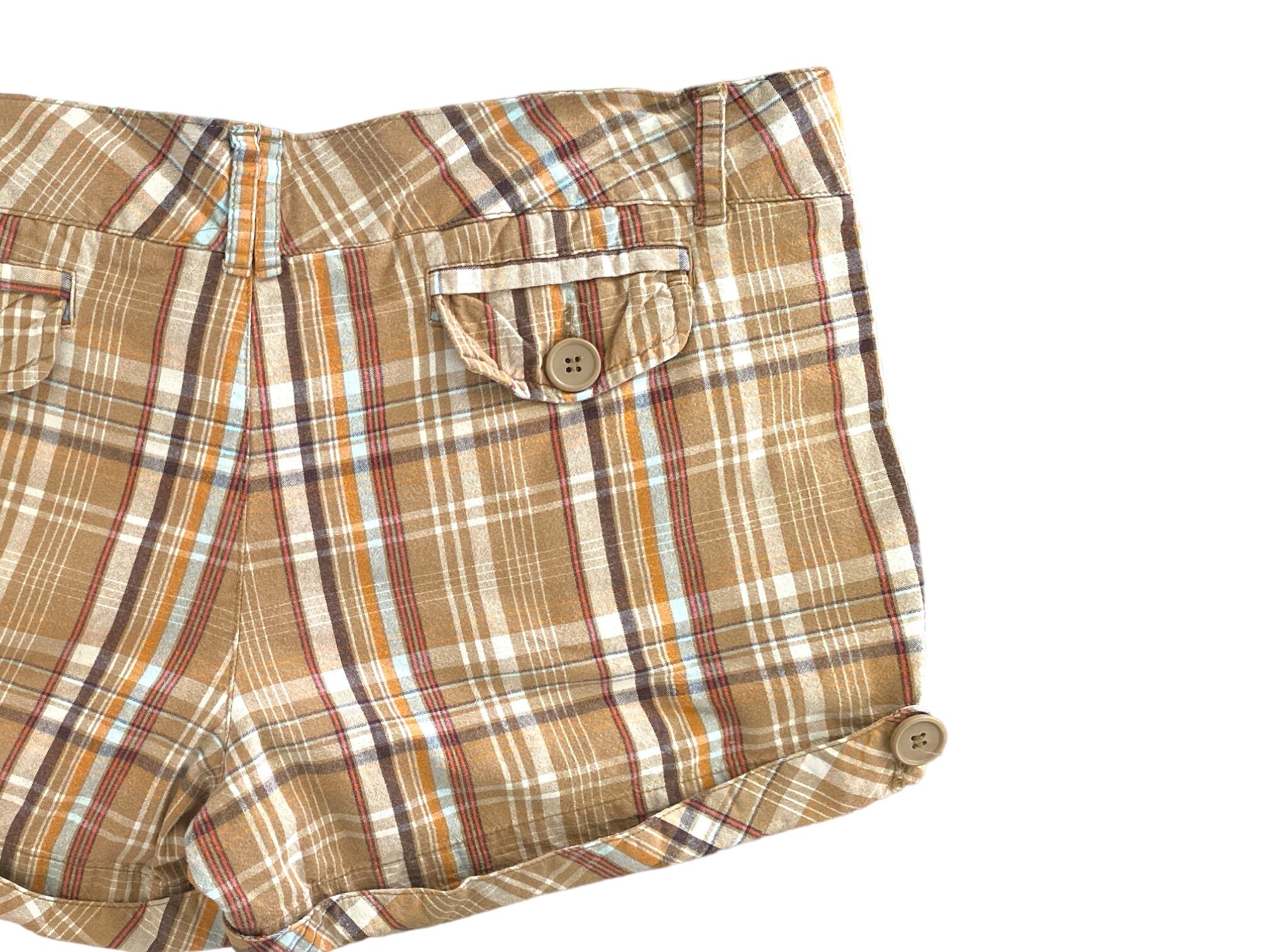 Y2K Plaid Shorts Low Waisted Brown Orange Short 00s Y2K Plaid Shorts Low Waisted Brown Orange Short 00s