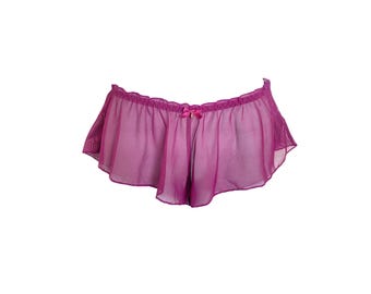 Y2k Sheer Shorts French Knicker Shorts 2000's Low Rise Short Burgundy Festival Grunge Romantic Y2k Vintage Ruffle Shorts Size S/P