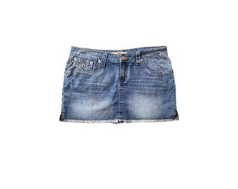 Vintage 2000 s Hollister Dark Washed Pleated Denim Jean Skirt Size 5 Etsy