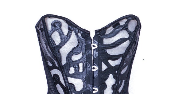 Y2K Black cut Out Bustier Y2K Corset Vintage Lace… - image 4