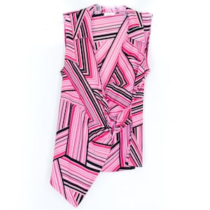 Y2K Op Art Top Pink Black Geometric 90&#39;s Psychedllic Festival Party Cocktail Romantic Stretchy and Fitted. Gothic Y2K 2000&#39;s  Small