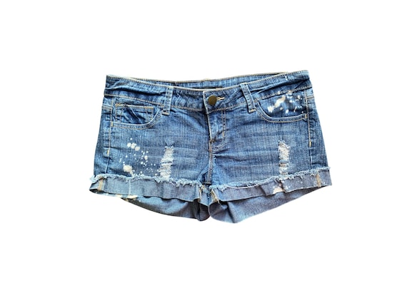 Y2K Denim Shorts Low Waisted Blue Jean Micro Shorts 2000's Short