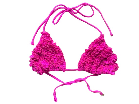 pink ruffle bikini top