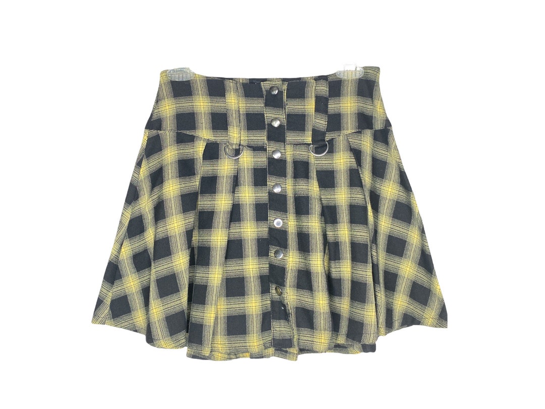 90's Plaid Mini Skirt Black Yellow HOT TOPIC Mini Skirt - Etsy