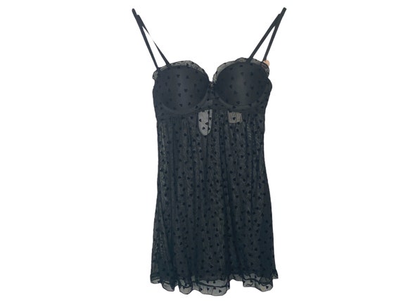 90 s Black Mesh Slip Dress Mini Slip Sheer See Through Vintage Romantic 90s Velvet Heart Pattern Grunge Hipster Slip Dress never Worn S Etsy UK
