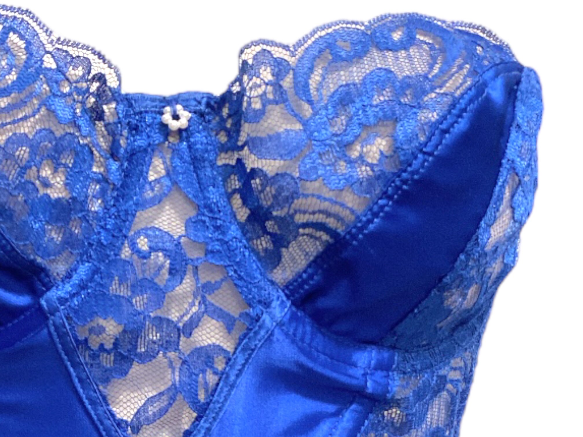 Christian Dior Lace Bustier 1990's Blue Bustier Satin Corset