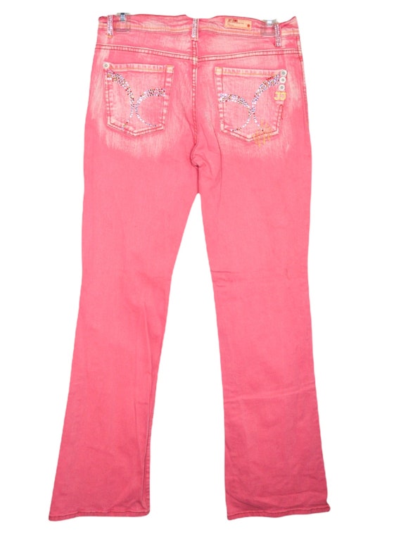 Y2K Pink Jeans Flare Denim Jeans Rhinestone Pocke… - image 9