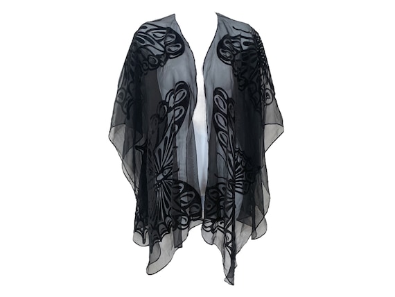 Butterfly Velvet KIMONO Boho Blouse 00s Sheer See… - image 1