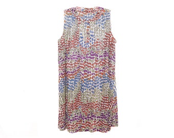 Bohemian Dress 70's Mini Dress 70's Geometric Hippie Boho Sleeveless Keyhole Neck  70's Dress Nightie Festival Mod Mini Dress Vintage  M