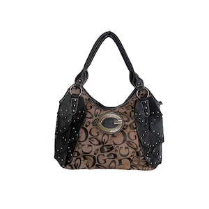 Y2K Brown Studded Vintage 2000&#39;s Handbag Vintage 2000&#39;s Bohemian Boho Purse Large Shoulder bag Silver Studded Handbag -Never Worn Vintage