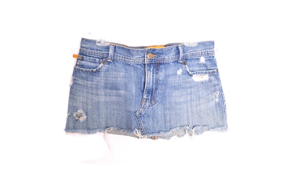 Y2K Micro Mini Denim Skirt Blue Jean Skirt 00s Min