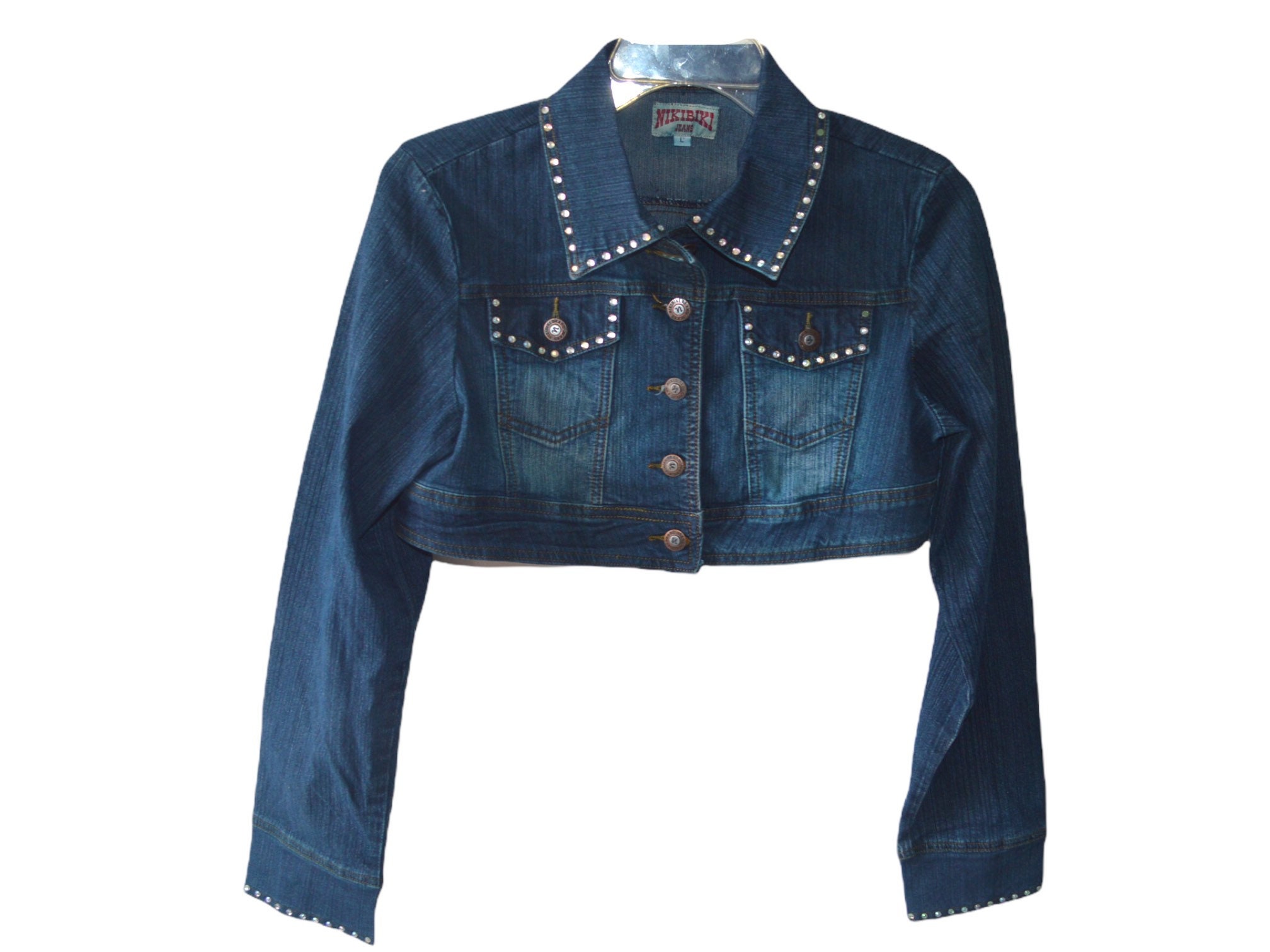 Cropped Denim Jacket Red Jacket Jeweled Jacket Red Denim -  Israel