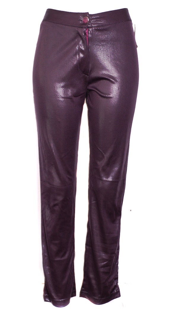 90's Wetlook PVC  Pants 90's Shiny Burgundy Red P… - image 2