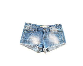 Y2K Denim Shorts Low Waisted Blue Jean Short 00s Grunge
