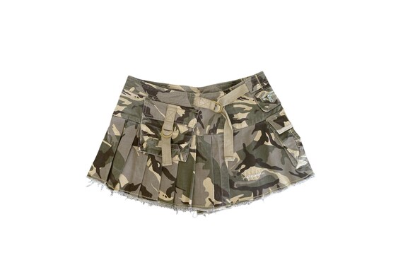 注目ブランド Low Skirt Y2K Cargo Skirt Mini Camo Waisted Vintage 2000s パンツ
