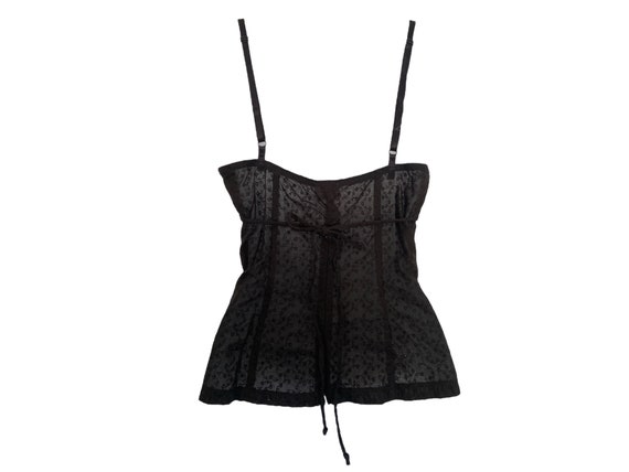 Black Bustier 90's Velvet Lace Tank Top Black Gol… - image 7