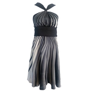 Silk Halter Dress Mini Halter Dress Y2K Silk Black Silver Gray Party Romantic Vintage Halter Neck Cut Out Vintage 2000&#39;s Mini Dress  S