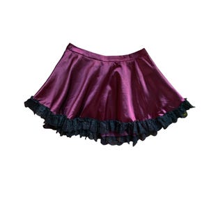 90s Mini Skirt Purple Lace Ruffle Skirt Purple Satin Vintage 1990s Vintage Lingerie Skirt Romantic 80&#39;s Lingerie size - XS/Extra Small