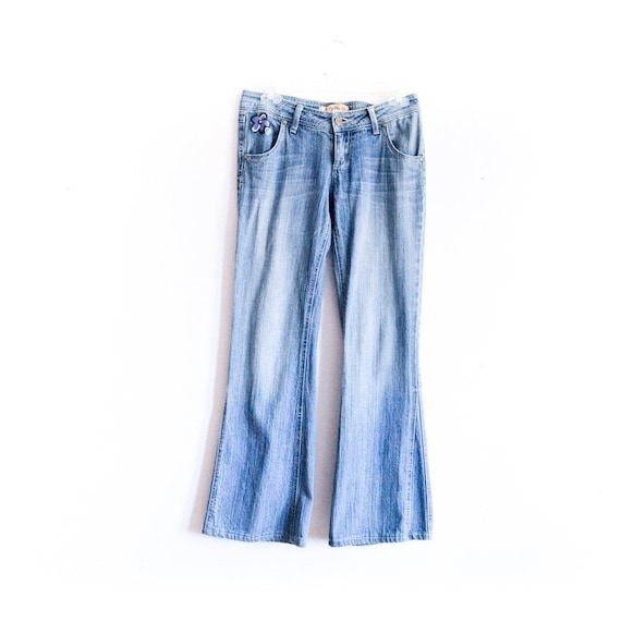 Flared Y2K Jeans Hand Painted Floral Y2K Flare Pa