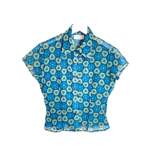 90s archive patterned sheer shirt Italy製 90s archive patterned