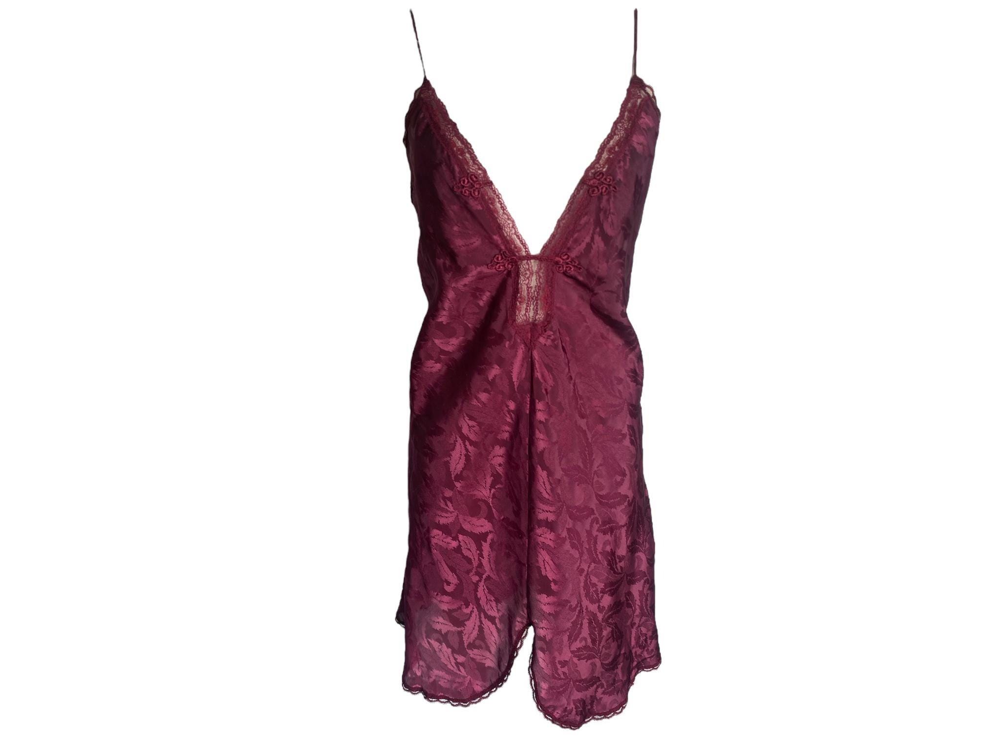 a burgundy dress Satin Rose Mulberry Thin Strap Mini Slip Dress